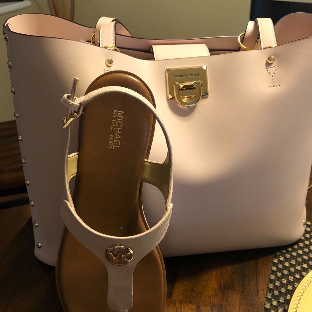 Michael Kors Light Pink Tote with Gold Accents